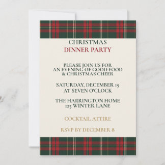 Convites Classic Plaid Elegant Christmas Dinner Party Invit