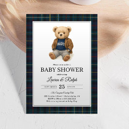 Convites Classic Plaid Teddy Bear Lauren Baby Shower