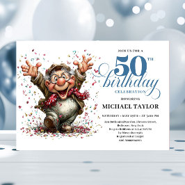 Convites Classic Quirky Man 50th Birthday Whimsical Humor