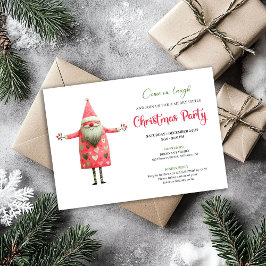 Convites Classic Quirky Santa Red Green Christmas Party
