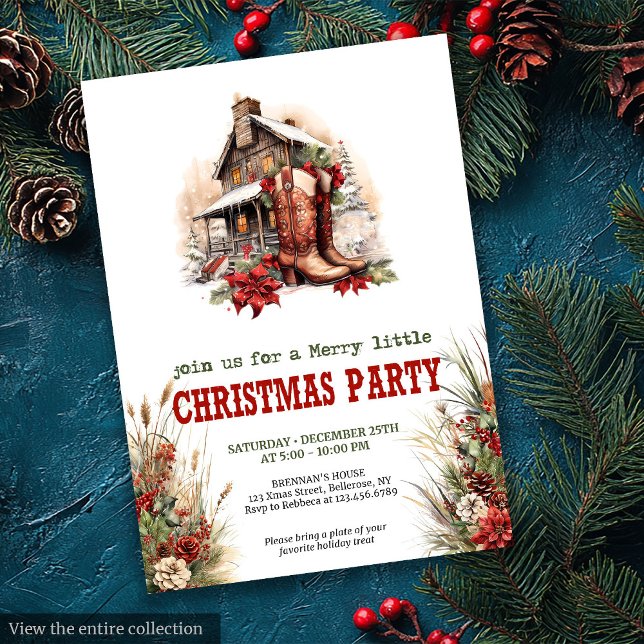 Convites Classic red green ranch Christmas party invite (Classic red green ranch Christmas party invite

)