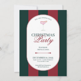 Convites Classic red green stripe Christmas Invitation