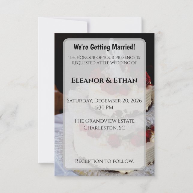 Convites Classic Red Rose Wedding Cake Topper Elegant  (Frente)