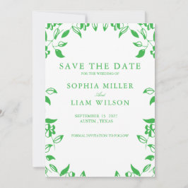 Convites Classic Retro Minimalist Green WEEDING Invite 