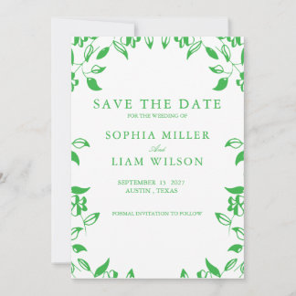 Convites Classic Retro Minimalist Green WEEDING Invite 
