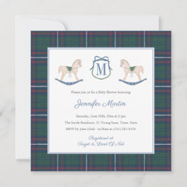 Convites Classic Rocking Horse Tartan Winter Baby Shower