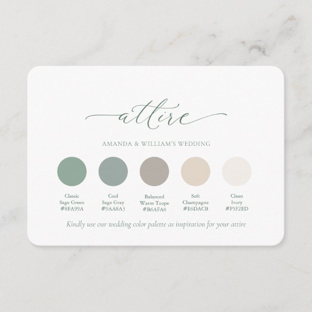 Convites Classic Sage Green Wedding Attire Card (Frente)