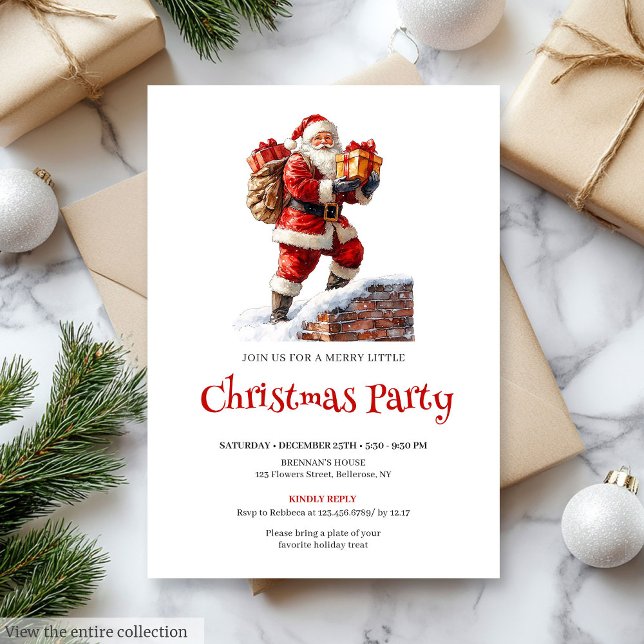 Convites Classic Santa Claus Kids Holiday Party Invitation (Classic Santa Claus Kids Holiday Party Invitation

)