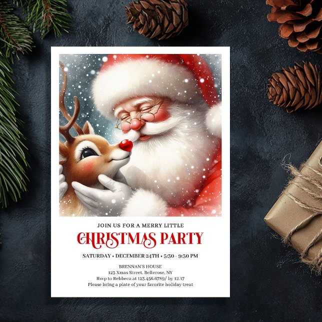 Convites Classic Santa Claus Rudolph Holiday Joy Celebrate (Classic Santa Claus Rudolph Holiday Joy Celebration Invitation

)