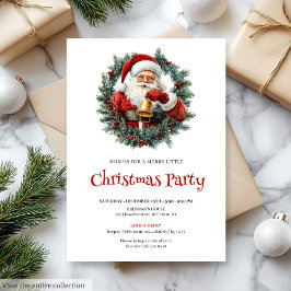 Convites Classic Santa Rustic Red Green Christmas Invite