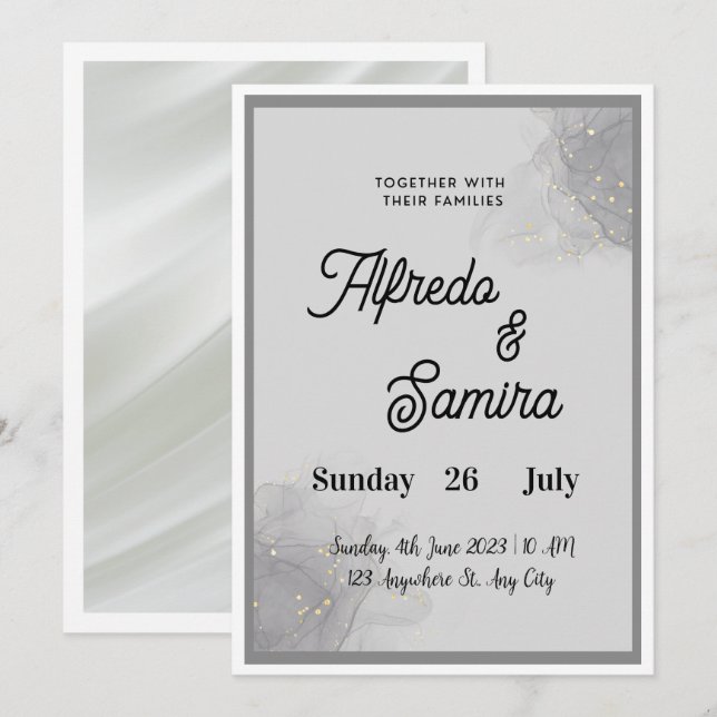 Convites Classic Script Wedding Invitation (Frente/Verso)