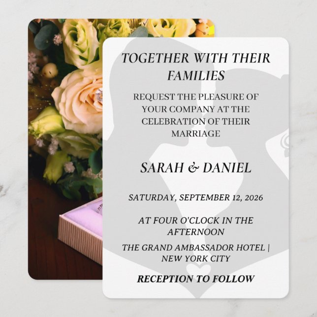 Convites Classic Silhouette Couple Wedding Invitation | Ele (Frente/Verso)
