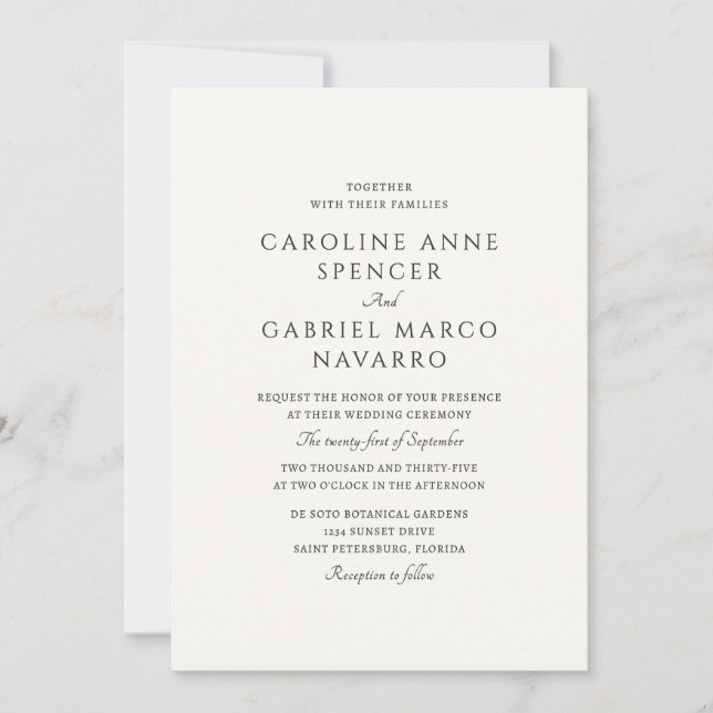 Convites Classic Traditional Formal Wedding Invitation (Frente)