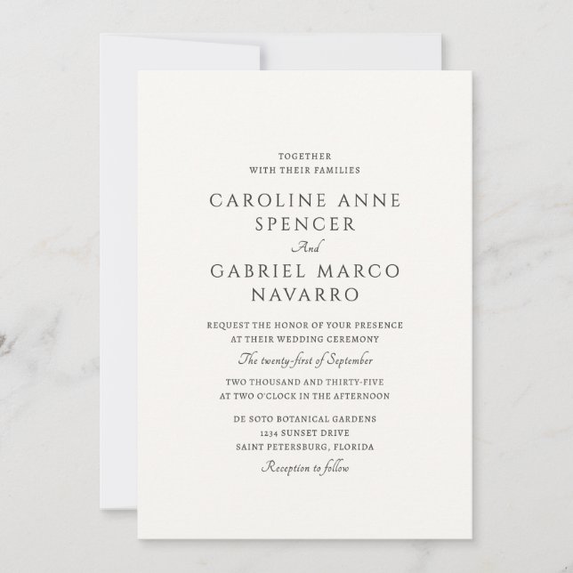 Convites Classic Traditional Formal Wedding Invitation (Frente)
