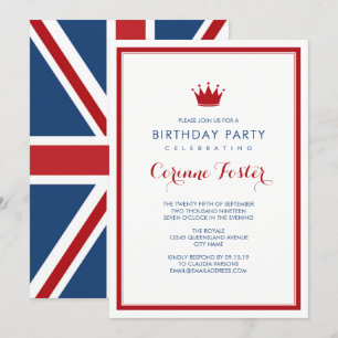 Convites Classic Union Jack Flag Birthday