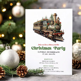 Convites Classic Victorian Christmas Train Party Invitation