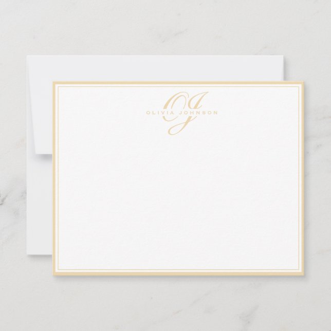 Convites Classic Warm Ochre Monogram Note Card (Frente)