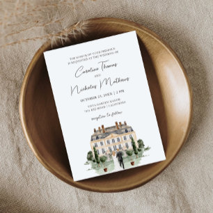 Convites Classic Watercolor English Manor House Wedding