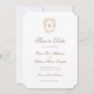 Convites Classic Wedding Crest Save The Date Invitation