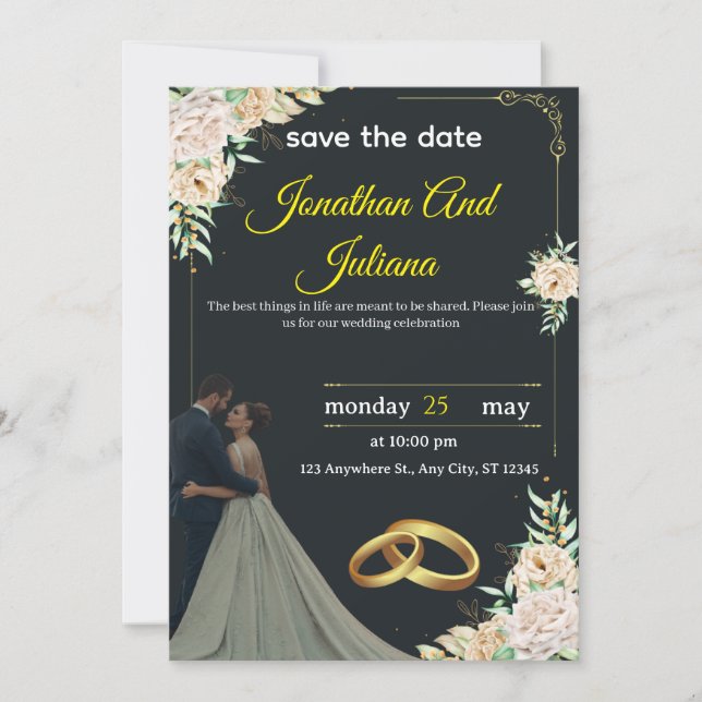 Convites Classic Wedding Invitation 2025" (Frente)