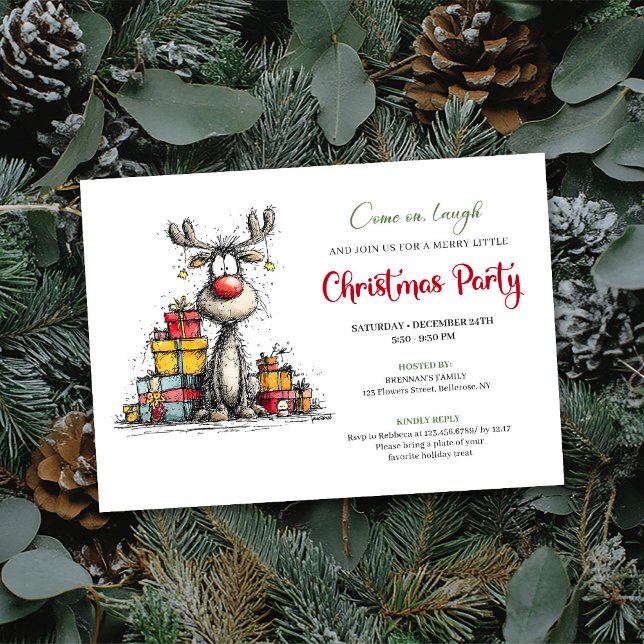 Convites Classic whimsical reindeer Christmas party invite (Classic whimsical reindeer Christmas party invite

)