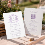 Convites Classic Wisteria Floral Crest Wedding All in One<br><div class="desc">Elegant wisteria floral crest wedding invitation with details on the back,  perfect for a modern classic or romantic vintage wedding. For more advanced customization of this design,  please click the DESIGN TOOL BUTTON above!</div>