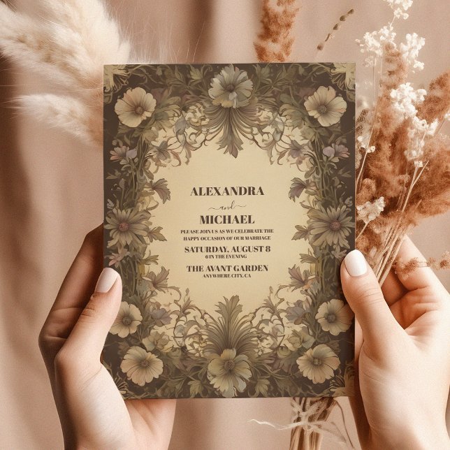 Convites Clássica Arte Nova Floral Vintage Casamento (Criador carregado)