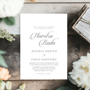 Convites Clássica Caligrafia Chic Nuestra Boda Casamento