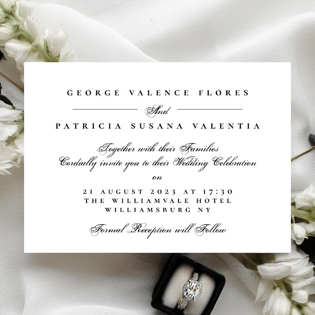 Convites Clássica Caligrafia Formal Negra Elegante (Criador carregado)