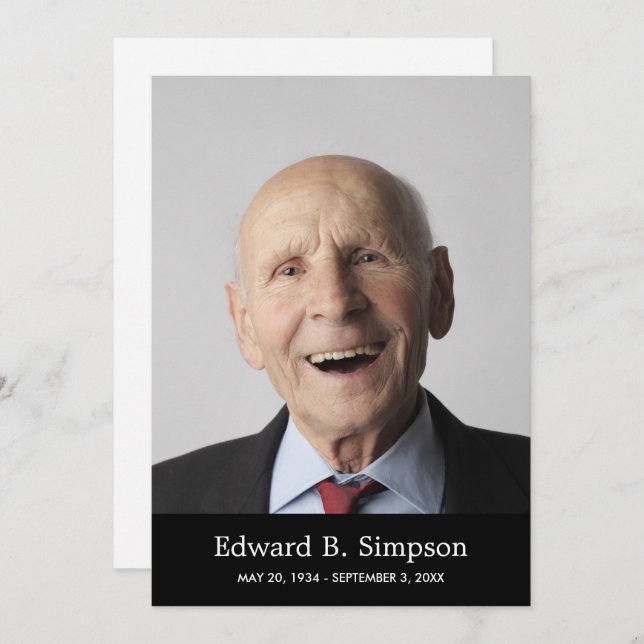 Convites Clássica Celebração Preta Da Vida Com Foto (Frente/Verso)