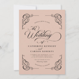 Convites Clássica Clássica Caligrafia Moderna Beige & Black