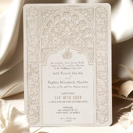 Convites Clássica Creme Lace Casamento Artista Islâmica