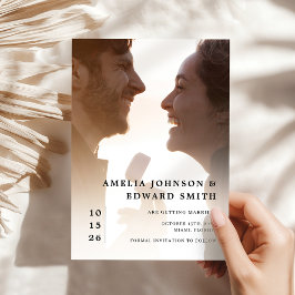 Convites Clássica de Casamento de Fotos Elegante Moderno Sa