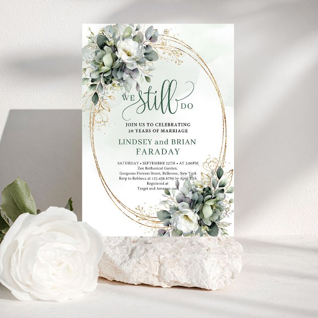Convites Clássica Folhagem e Dourado Nós Ainda Fazemos Conv (Classic Greenery and Gold We Still Do Invite)