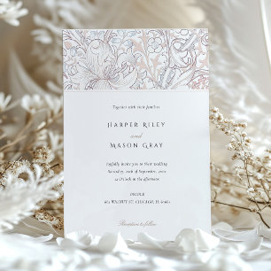 Convites Clássica Golden Lily Elegante Pastel Casamento Mor