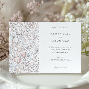 Convites Clássica Golden Lily Elegante Pastel Casamento Mor