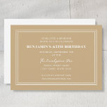Convites Clássica Idade Personalizada Aniversário 65ª Areia<br><div class="desc">Anuncie seu evento em estilo com este convite de festas elegante. Um design simples e chic com um layout formal, com uma borda de linha tripla, em conjunto com fontes na moda de serif e script. Todo o texto pode ser personalizado, para que você possa alterar o número de anos...</div>