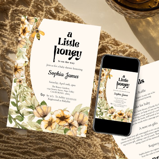 Convites Clássica | Mamãe a abelha |Um chá de fraldas de me (Criador carregado)