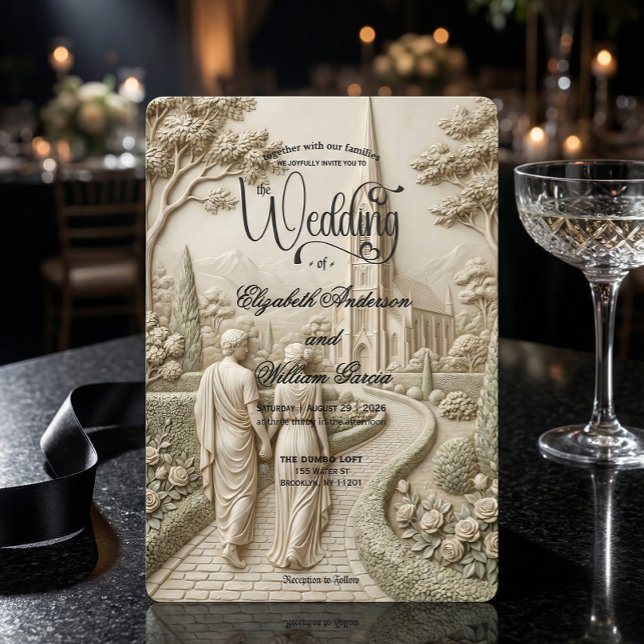 Convites Classical Dark Academia Grecian Art Wedding (Criador carregado)