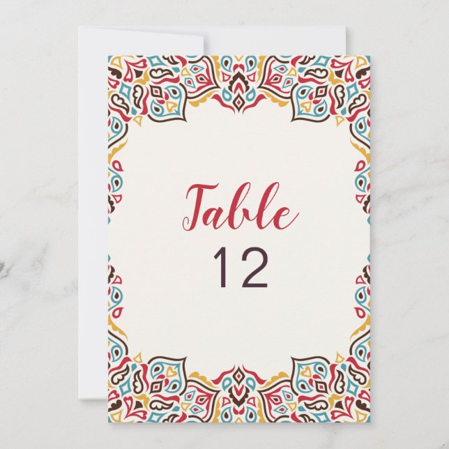 Convites Classical Geometric Mandala Wedding Table Number (Frente)