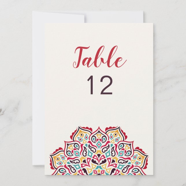 Convites Classical Geometric Mandala Wedding Table Number (Frente)