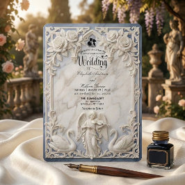 Convites Classical Rococo Arch Angel & Swans Wedding
