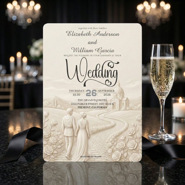 Convites Classical Romantic Church Scene Wedding (Criador carregado)