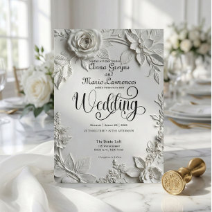 Convites Clássico Barroco Formal Ornado Rosa Branco