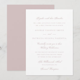 Convites Clássico Blush Rosa Empoeirado Casamento de Letra