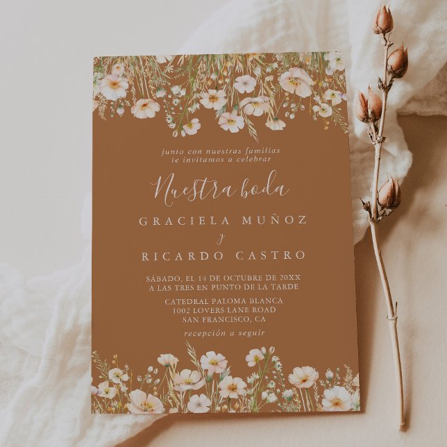 Convites Clássico Boho Blush Wildflower Boda Wedda (Criador carregado)