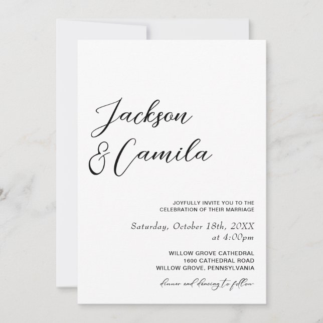 Convites Clássico Casamento de Inverno Foto Preto e Branco  (Frente)