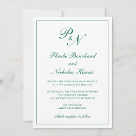 Convites Clássico Casamento Elegante Verde Esmeralda