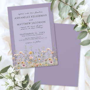 Convites Clássico Casamento Floral de Flores Silvestres Lav