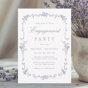 Convites Clássico Casamento Floral de Lavanda Francês 